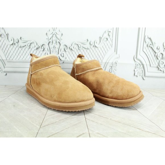 LL Bean Brown Suede Wicked Good Shearling Lined Ankle Boots Slippers 8 M - Picture 3 of 9